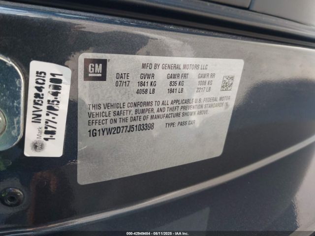 2018 CHEVROLET CORVETTE 1G1YW2D77J5103398 Photo 8