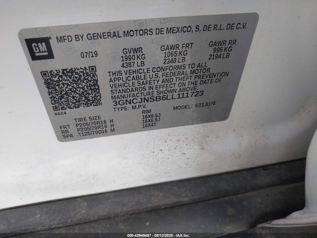 3GNCJNSB6LL111723 Chevrolet luv - mfi, variable valve timing, e85 max, alum