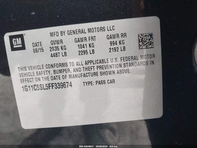 Chevrolet lkw 2015 1G11C5SL5FF339674 Image 9
