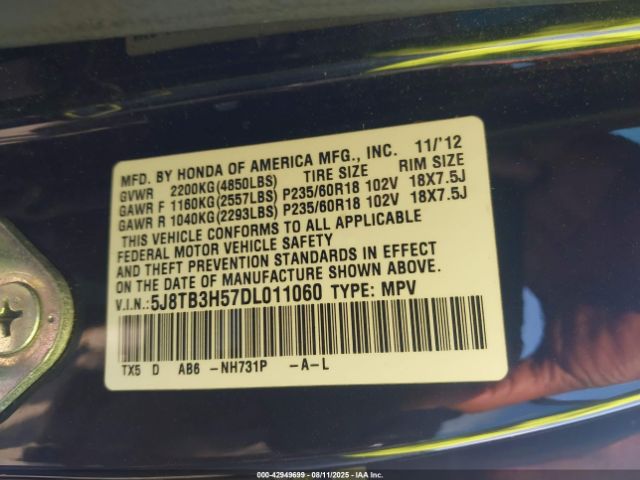 2013 ACURA RDX 5J8TB3H57DL011060 Photo 8