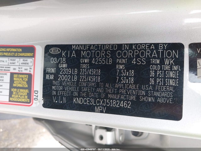KNDCE3LCXJ5182462 KIA gdi