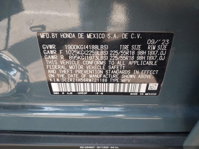 3CZRZ1H56RM721186 Honda k20z5