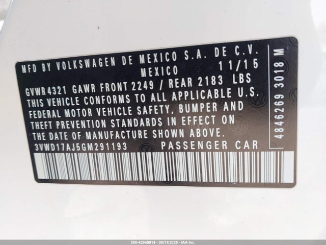 3VWD17AJ5GM291193 Volkswagen 1.8t