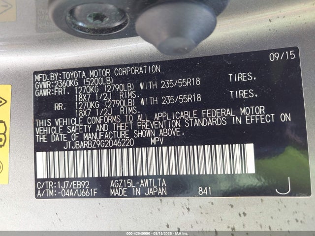 JTJBARBZ9G2046220 Lexus 8ar-fts