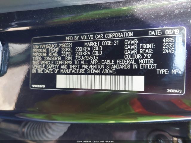 2020 VOLVO XC40 YV4162UK7L2196521 Photo 8