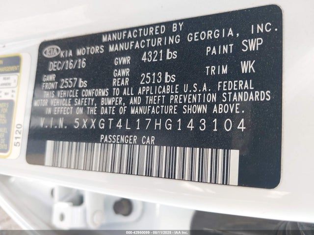 5XXGT4L17HG143104 KIA g 1.6 dohc t-gdi