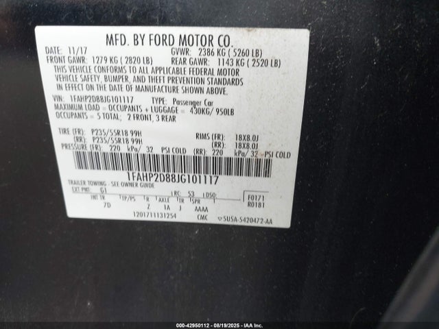 Ford 3.5l ti-vct 2018 1FAHP2D88JG101117 Image 9