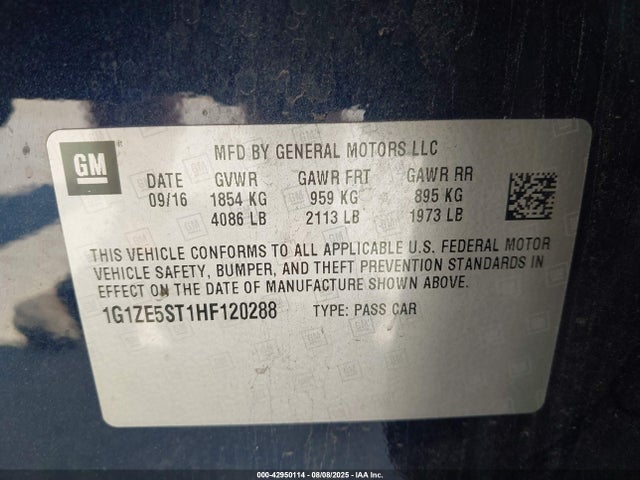 1G1ZE5ST1HF120288 Chevrolet lfv - di: direct injection, vvt: variable valve timing, gen 1
