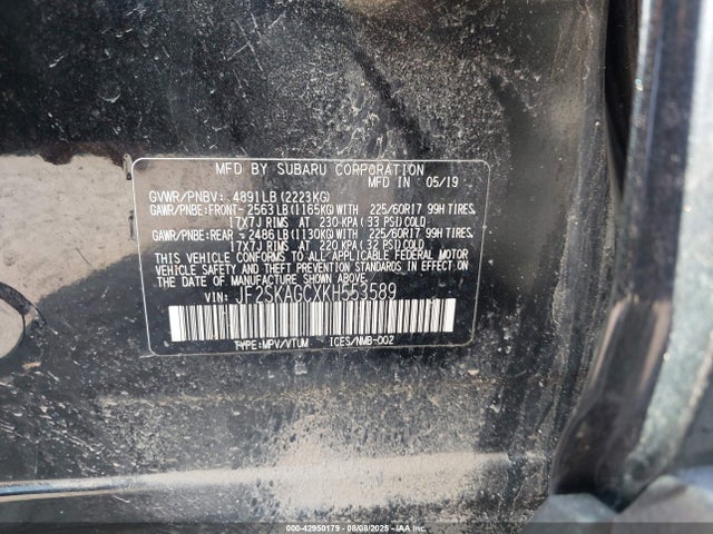 Subaru naturally aspirated u5 2019 JF2SKAGCXKH553589 Image 9