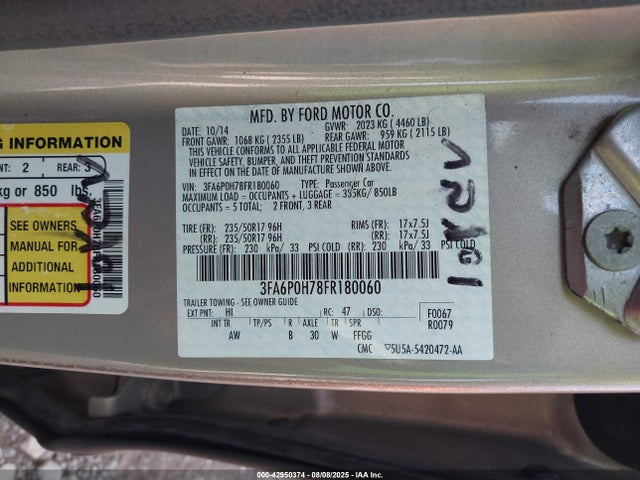 Ford 2015 2015 3FA6P0H78FR180060 Image 9