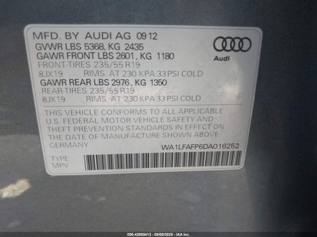 2013 AUDI Q5 WA1LFAFP6DA016252 Photo 8