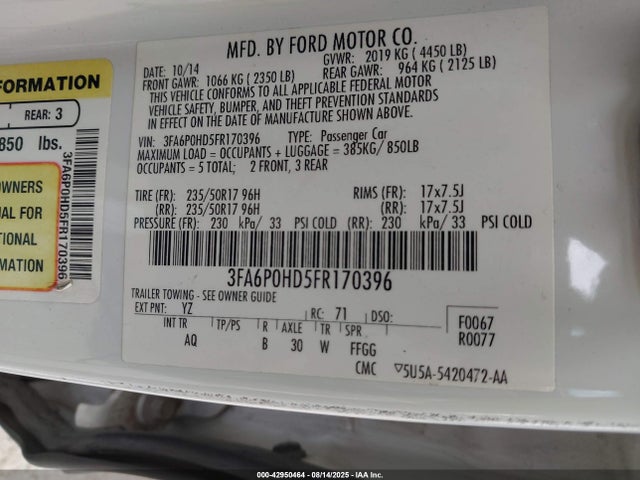 Ford 2015 2015 3FA6P0HD5FR170396 Image 9