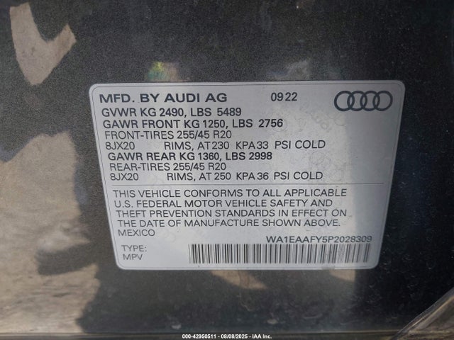 2023 AUDI Q5 WA1EAAFY5P2028309 Photo 8