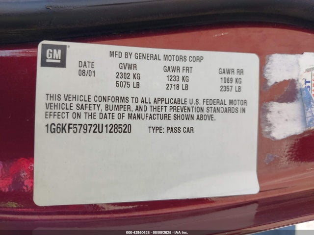 2002 CADILLAC DEVILLE 1G6KF57972U128520 Photo 8