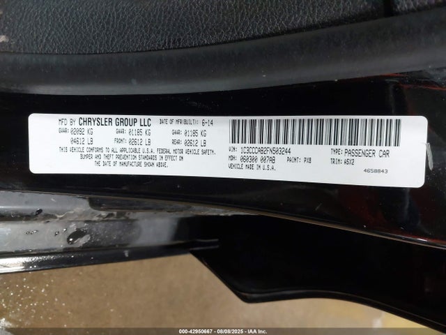 Aukcja sprzedaży 2015 Chrysler 200 Limited, vin: 1C3CCCAB2FN503244, numer aukcji: 42950667