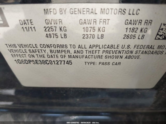 2012 CADILLAC CTS 1G6DP5E38C0127745 Photo 8