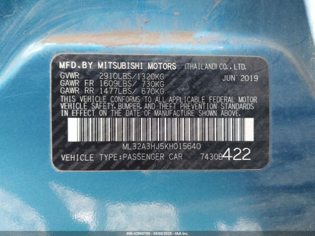 2019 MITSUBISHI MIRAGE ML32A3HJ5KH015640 Photo 8