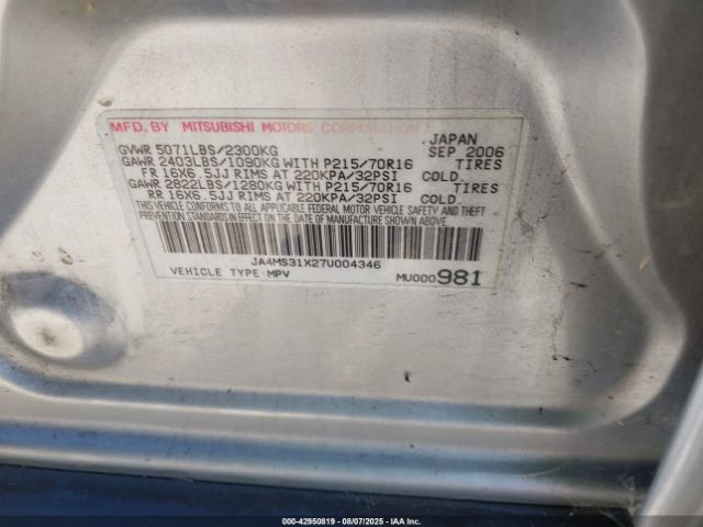 2007 MITSUBISHI OUTLANDER JA4MS31X27U004346 Photo 8