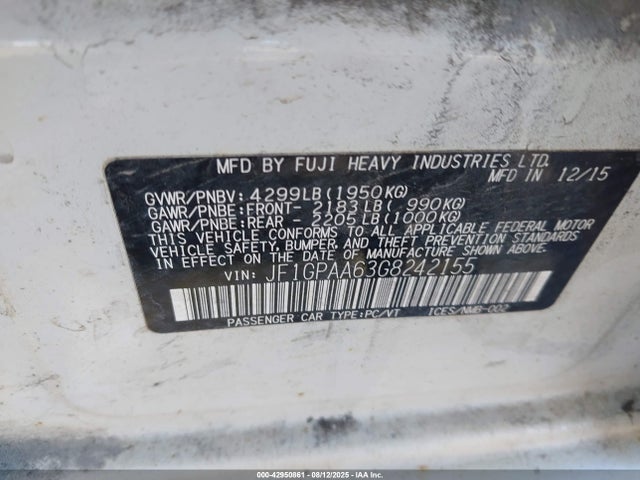 JF1GPAA63G8242155 Subaru 2.0l na