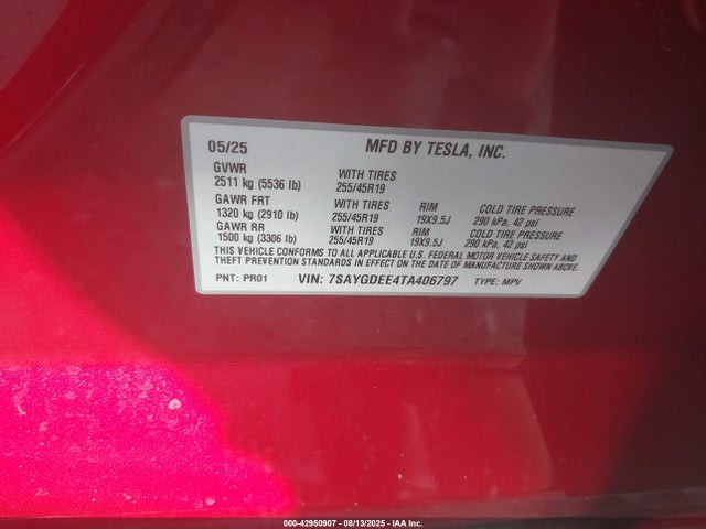 2026 TESLA MODEL Y 7SAYGDEE4TA406797 Photo 8