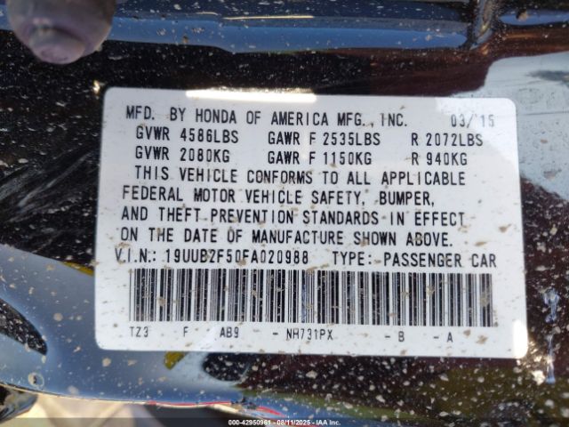 2015 ACURA TLX 19UUB2F50FA020988 Photo 8