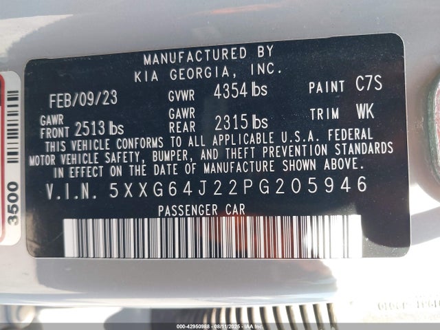 5XXG64J22PG205946 KIA t-gdi gamma ii