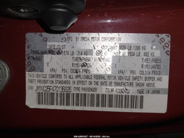 Продаж на аукціоні авто 2007 Mazda Mx-5 Grand Touring, vin: JM1NC25F470136826, номер лоту: 42951027