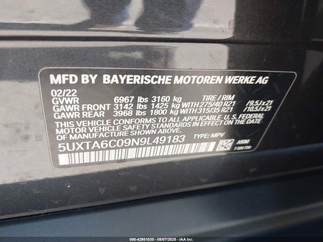 5UXTA6C09N9L49183 BMW X5