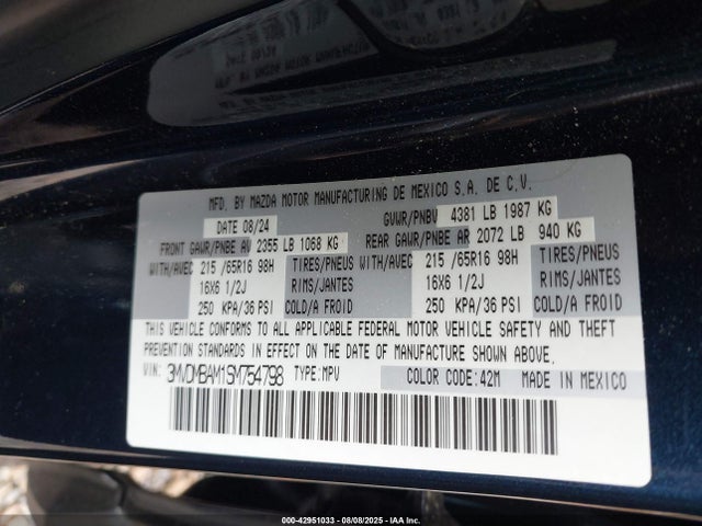 Продажа на аукционе авто 2025 Mazda Cx-30 2.5 S, vin: 3MVDMBAM1SM754798, номер лота: 42951033