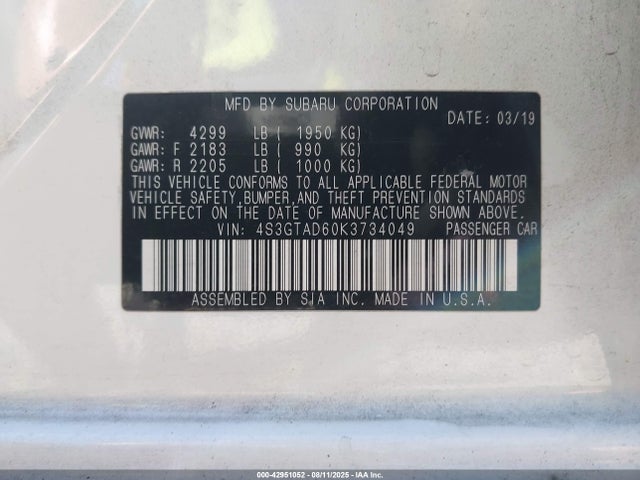 4S3GTAD60K3734049 Subaru Impreza
