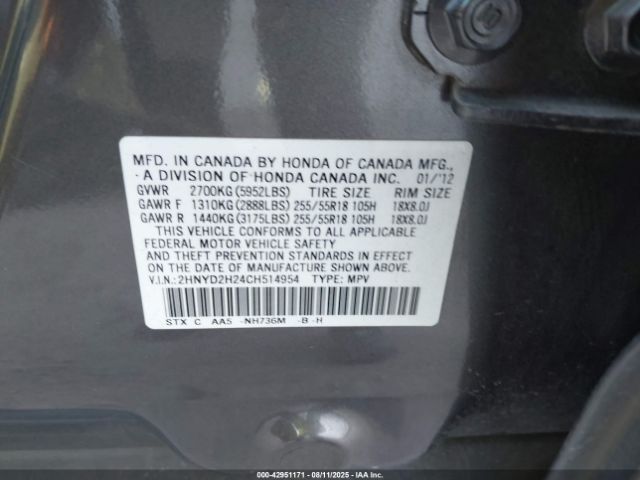 2012 ACURA MDX 2HNYD2H24CH514954 Photo 8