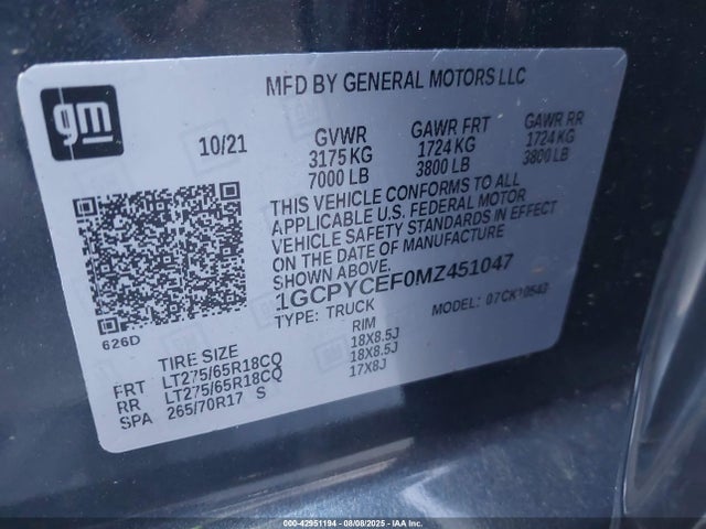Chevrolet l82 2021 1GCPYCEF0MZ451047 Image 9