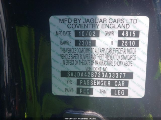2003 JAGUAR XKR SAJDA42B733A33377 Photo 8