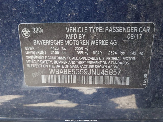 2018 BMW 320I WBA8E5G59JNU45857 Photo 8