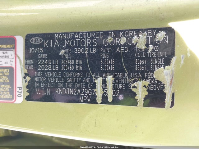 KIA gdi gamma 2016 KNDJN2A29G7845402 Image 9