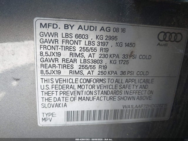 2017 AUDI Q7 WA1LAAF72HD026215 Photo 8