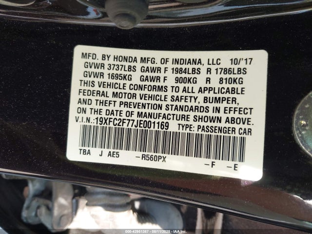 19XFC2F77JE001169 Honda k20c2