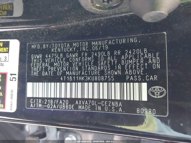 4T1B11HK3KU808755 Toyota a25a-fks