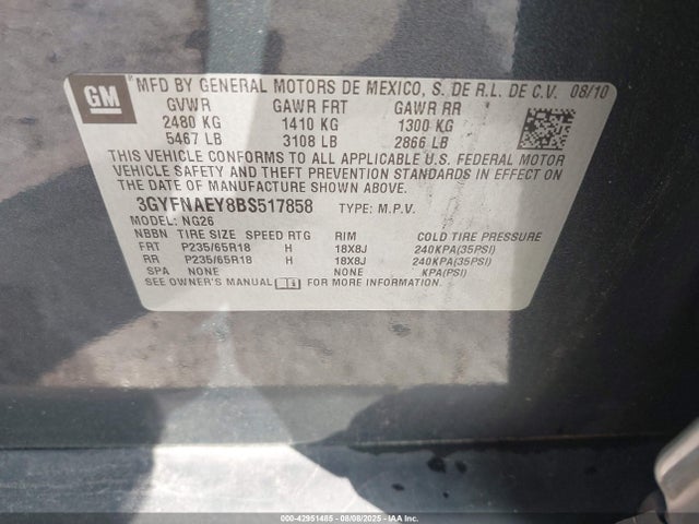 2011 CADILLAC SRX 3GYFNAEY8BS517858 Photo 8
