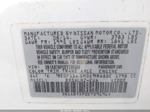 Nissan 2014 2014 3N1AB7AP0EY296964 Image 9