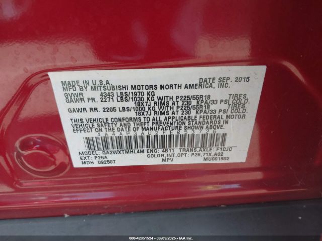 2015 MITSUBISHI OUTLANDER SPORT 4A4AP3AU2FE053726 Photo 8