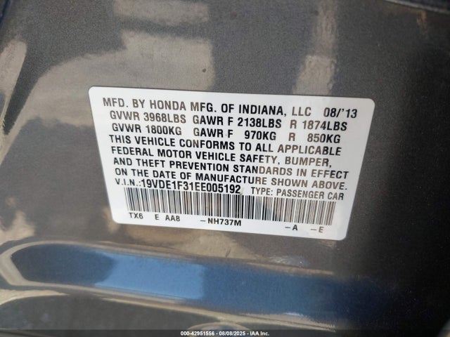 Acura r20a5 2014 19VDE1F31EE005192 Image 9