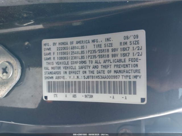 2010 ACURA RDX 5J8TB1H53AA000987 Photo 8