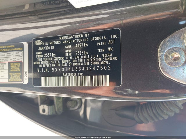 KIA gdi 2018 5XXGT4L33JG247502 Image 9