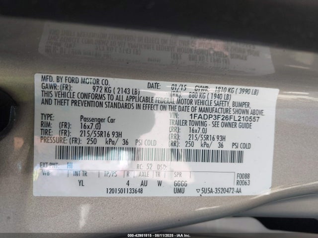 Ford Focus 2015 1FADP3F26FL210557 Image 9