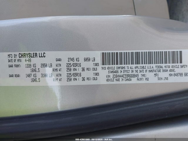 Aukcja sprzedaży 2009 Dodge Grand Caravan Se, vin: 2D8HN44E59R668849, numer aukcji: 42951869