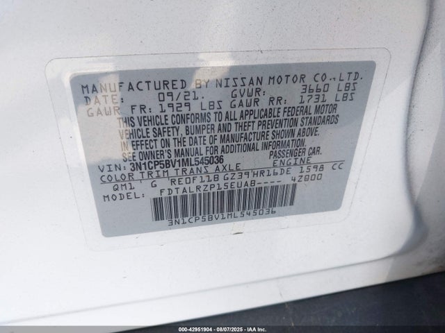 3N1CP5BV1ML545036 Nissan 2021