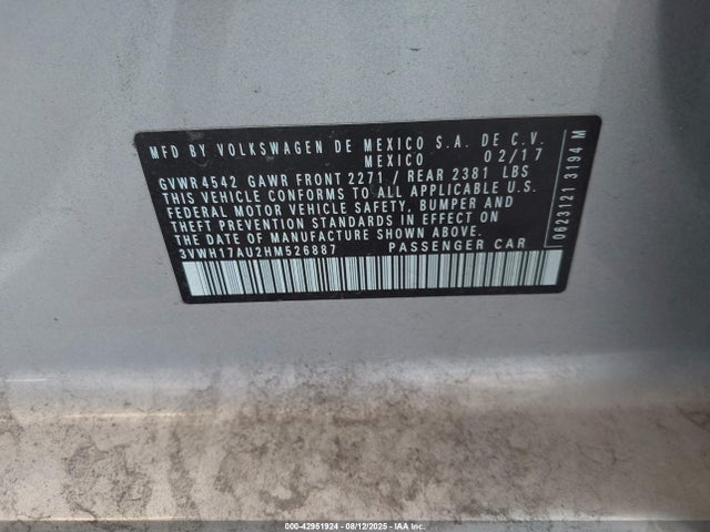 3VWH17AU2HM526887 Volkswagen 1.8 tsi