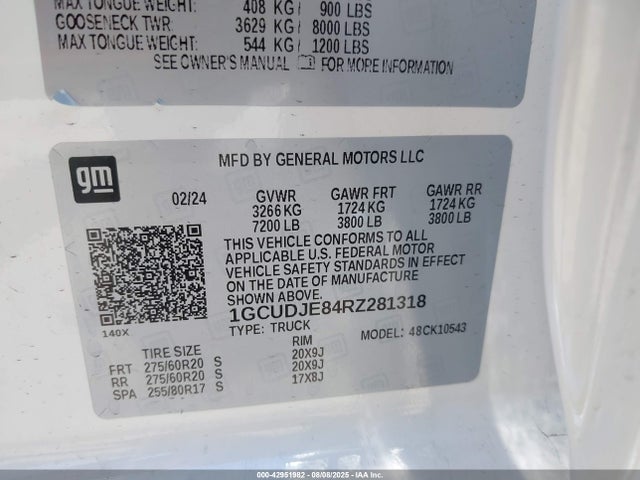 1GCUDJE84RZ281318 Chevrolet lz0