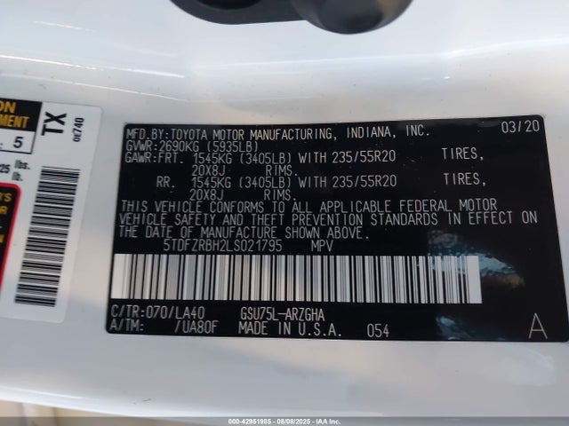Toyota 2gr-fks 2020 5TDFZRBH2LS021795 Image 9